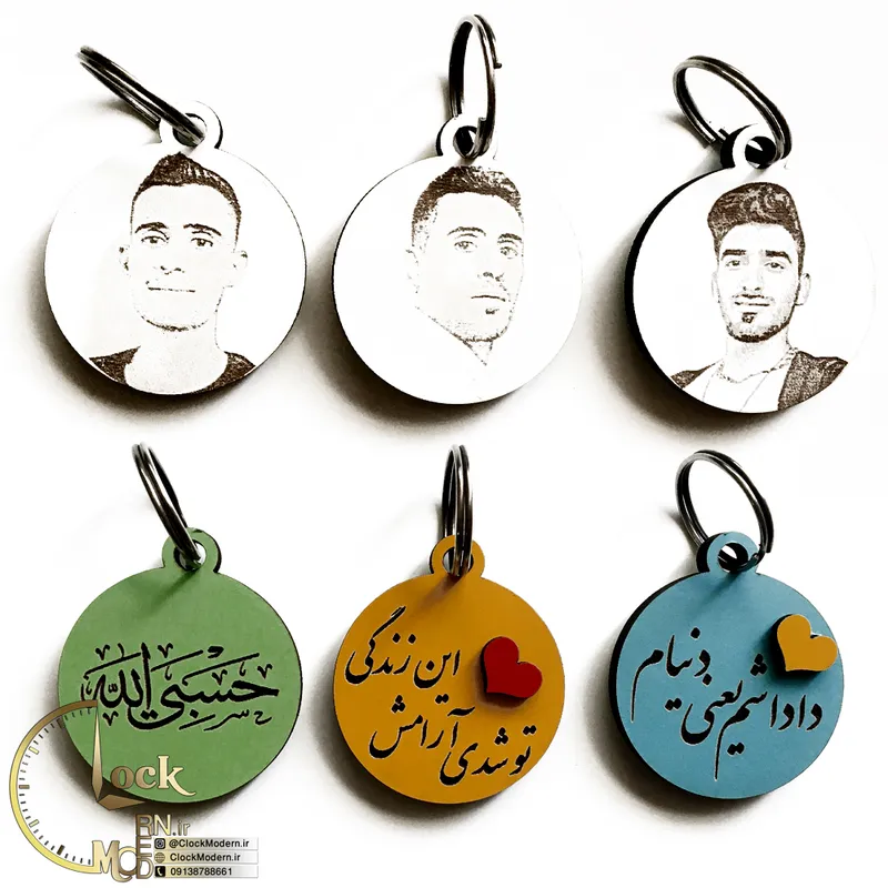 سرکلیدی چوبی دو رو با حک عکس و متن دلخواه کد M005 gallery0