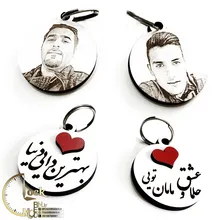 سرکلیدی چوبی دو رو با حک عکس و متن دلخواه کد M005 gallery1