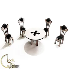میز و صندلی ناهار خوری دکوری چوبی کد M015 gallery0